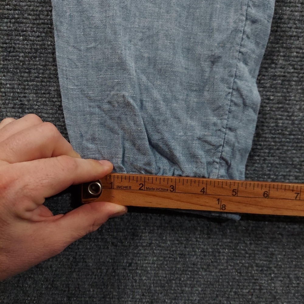 Athleta Pants Womens 12 Blue Cabo Linen Jogger Drawstring Cuffed Lightweight - Picture 10 of 11